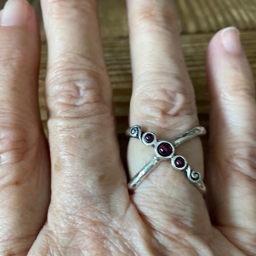 Garnet Criss Cross Ring